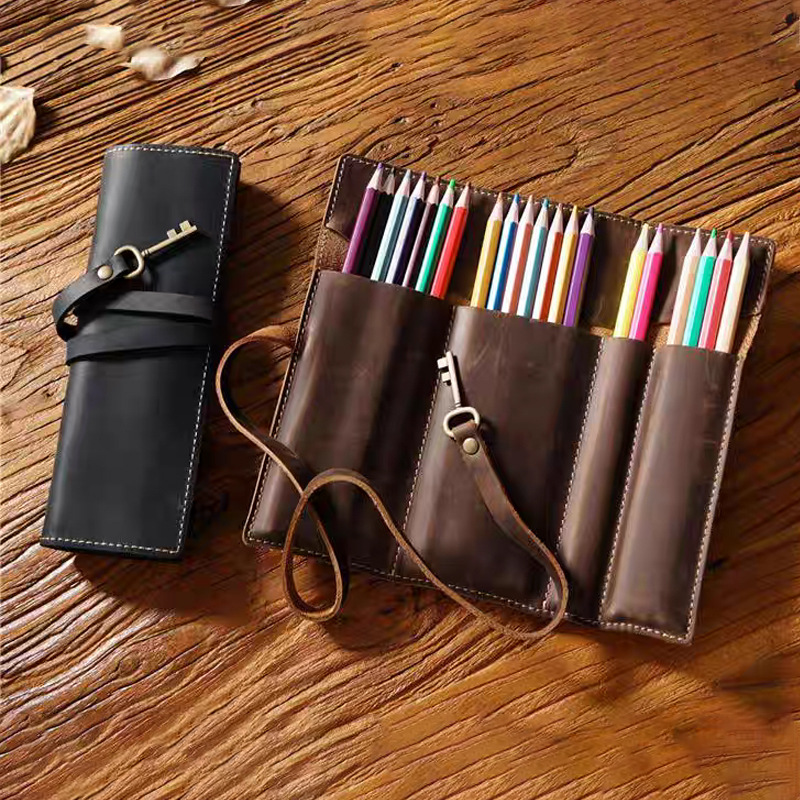 Pen Pouch Roll - 새로운 빈티지 스타일의 크레이지 호스 PU