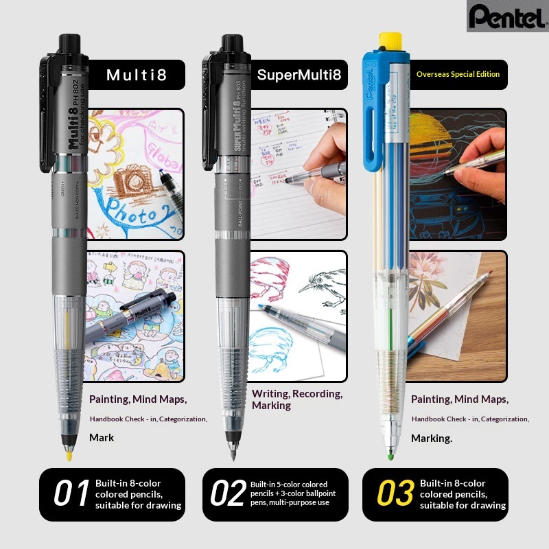 Staedtler Pencil Lumocolor - 오리지널 일본 펜텔 아트 멀티 8색