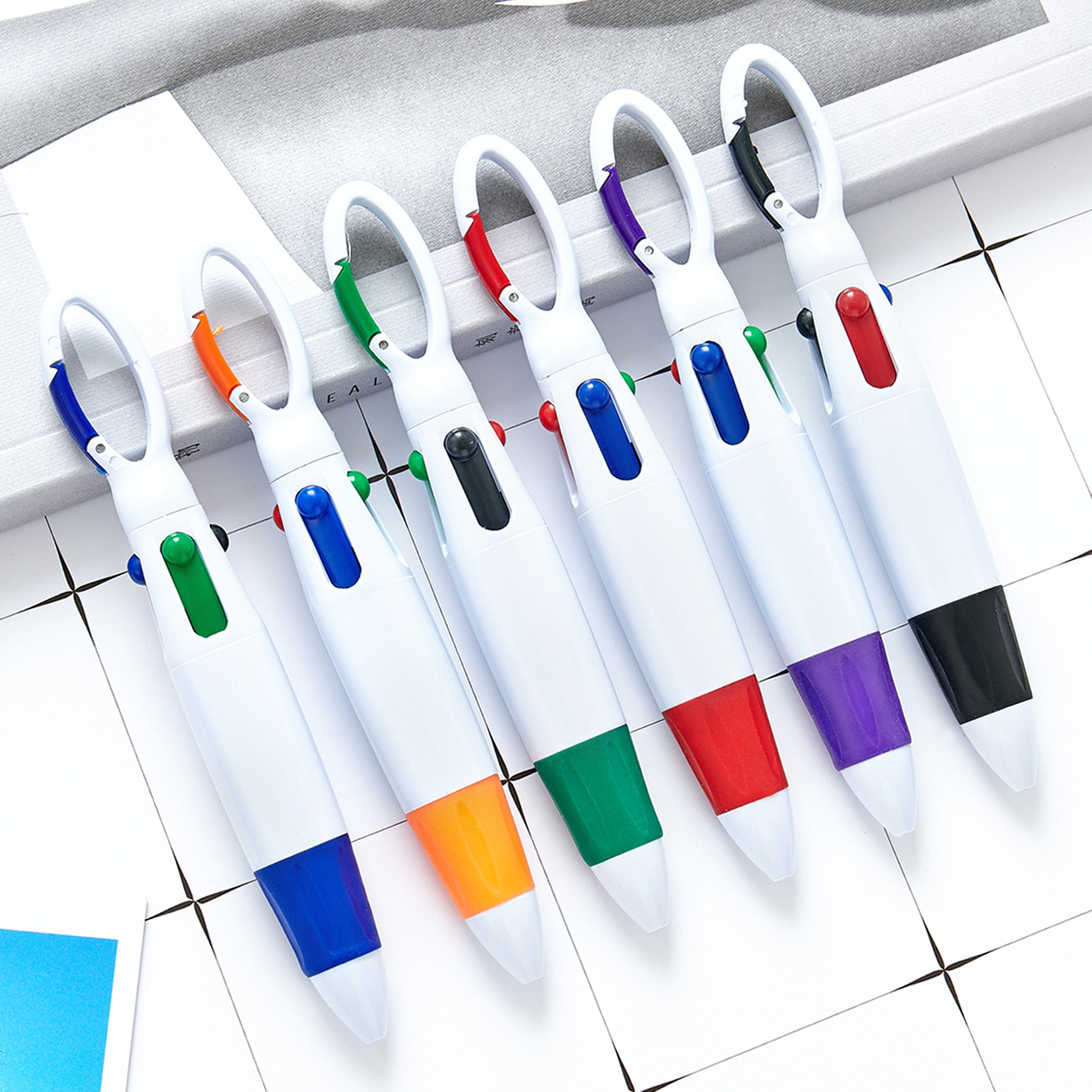 2Pcs 젤 펜 4 색 잉크 키 체인이있는 휴대용 프레 - Stationery And Office Supply Chain 리뷰 및 가격